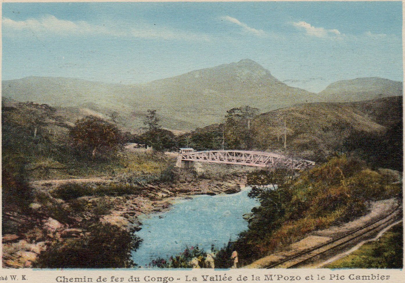 Belgian Congo Belge 50c Mols train on bridge